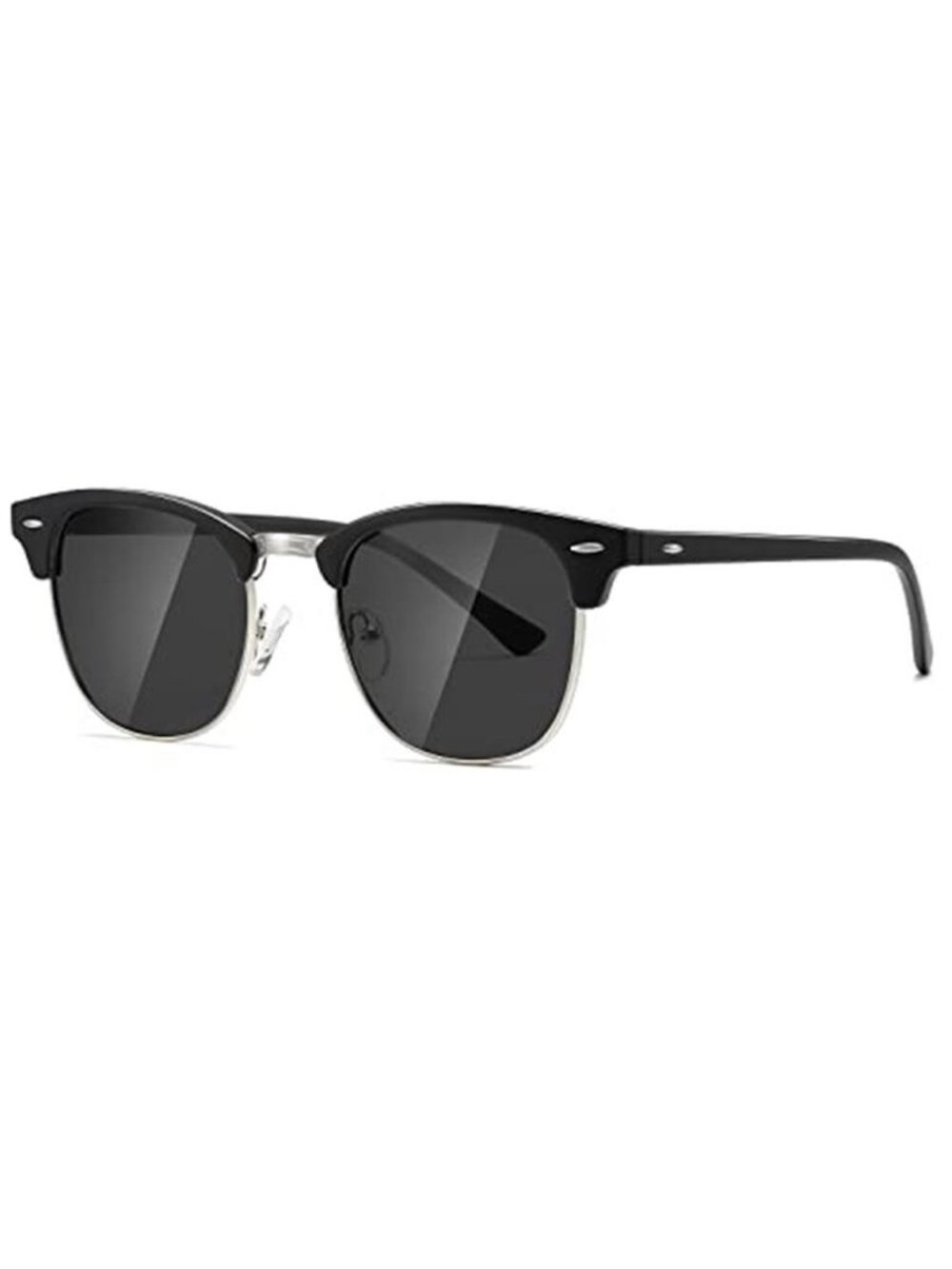 Black Polarized Sunglasses Unisex Retro Semi Rimless UV400 Classic Shades